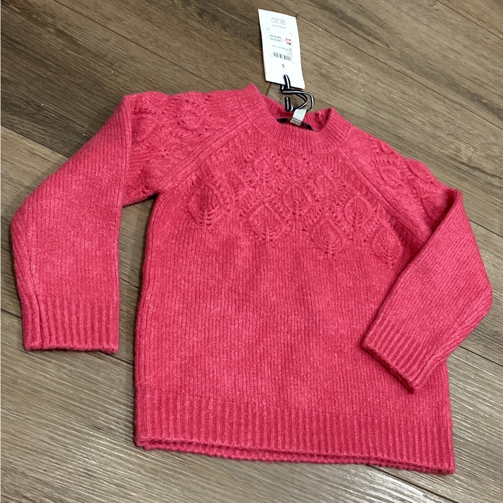 Joules Pink Size 4 Girls Sweater with Leaf Detail - NWT